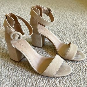 Madewell Nude Suede Block Heels size 6